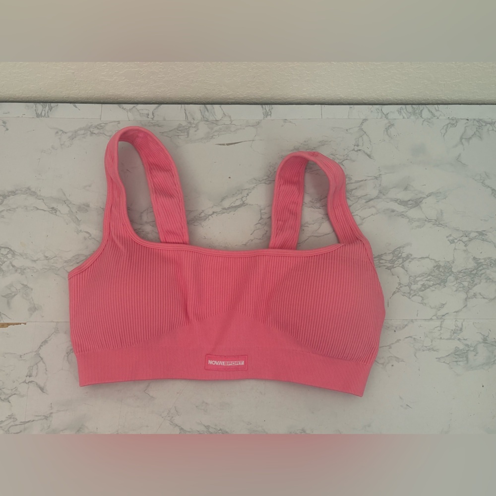 Nova Sport Activewear XL Sports Bra And Medium Bike Shorts Set Pink Ribbed​ - Picture 2 of 7
